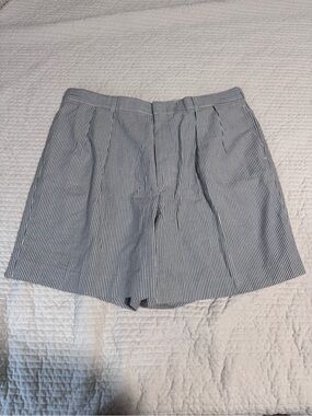 Men's Blue and White Pinstripe /Seersucker Pleated Shorts